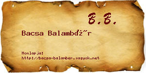 Bacsa Balambér névjegykártya